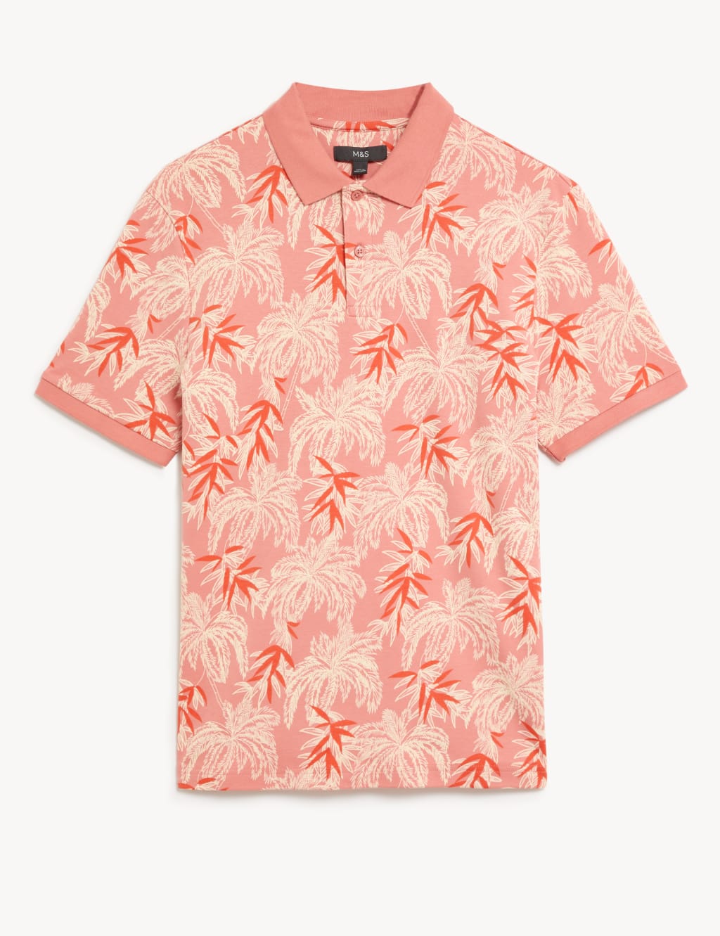 Pure Cotton Palm Print Polo Shirt 1 of 1