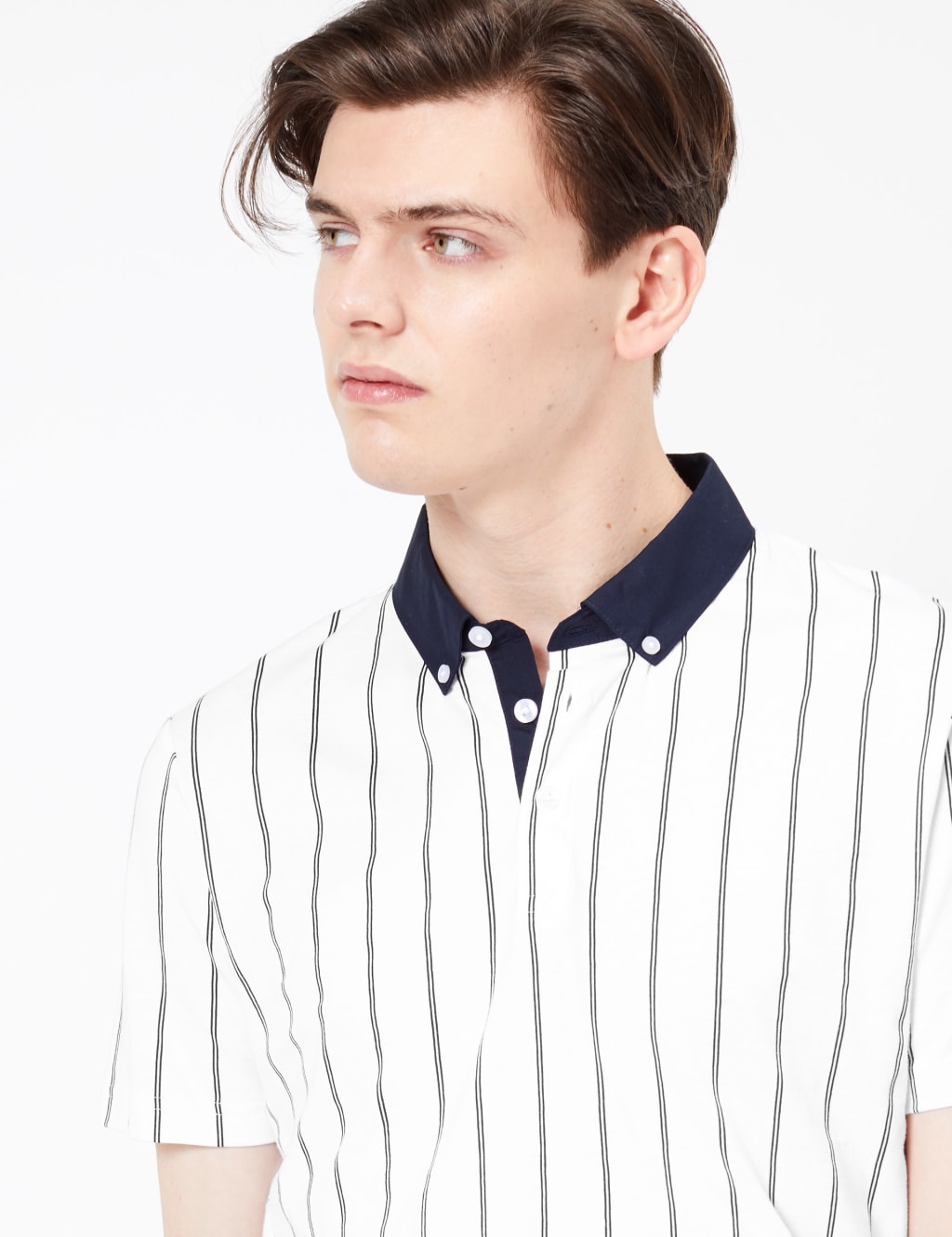Cotton Vertical Striped Polo Shirt Limited Edition M S