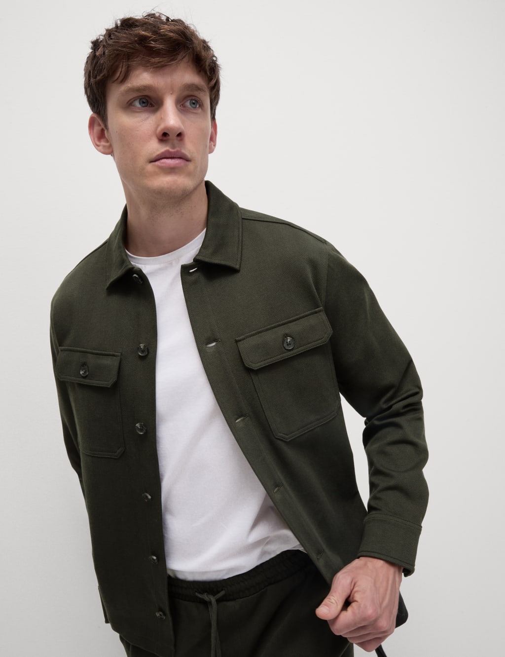 Cotton Rich Textured Overshirt M S Collection M S