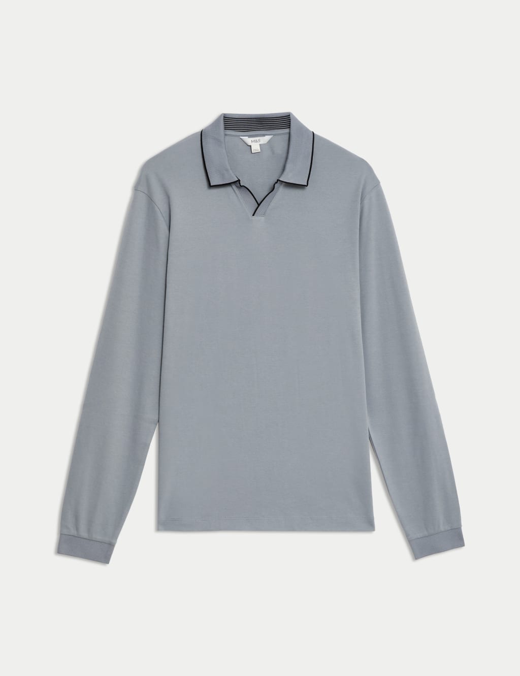 Pure Cotton Tipped Long Sleeve Polo Shirt 2 of 5