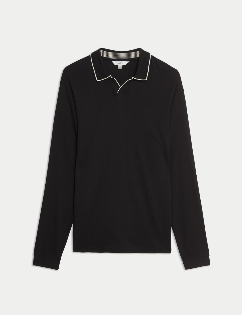 Pure Cotton Tipped Long Sleeve Polo Shirt