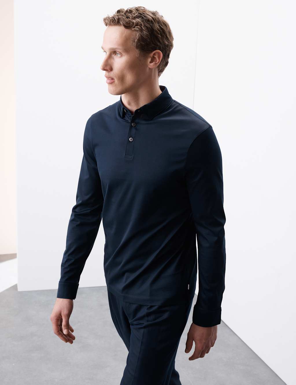 Pure Supima® Cotton Long Sleeve Polo Shirt 5 of 7