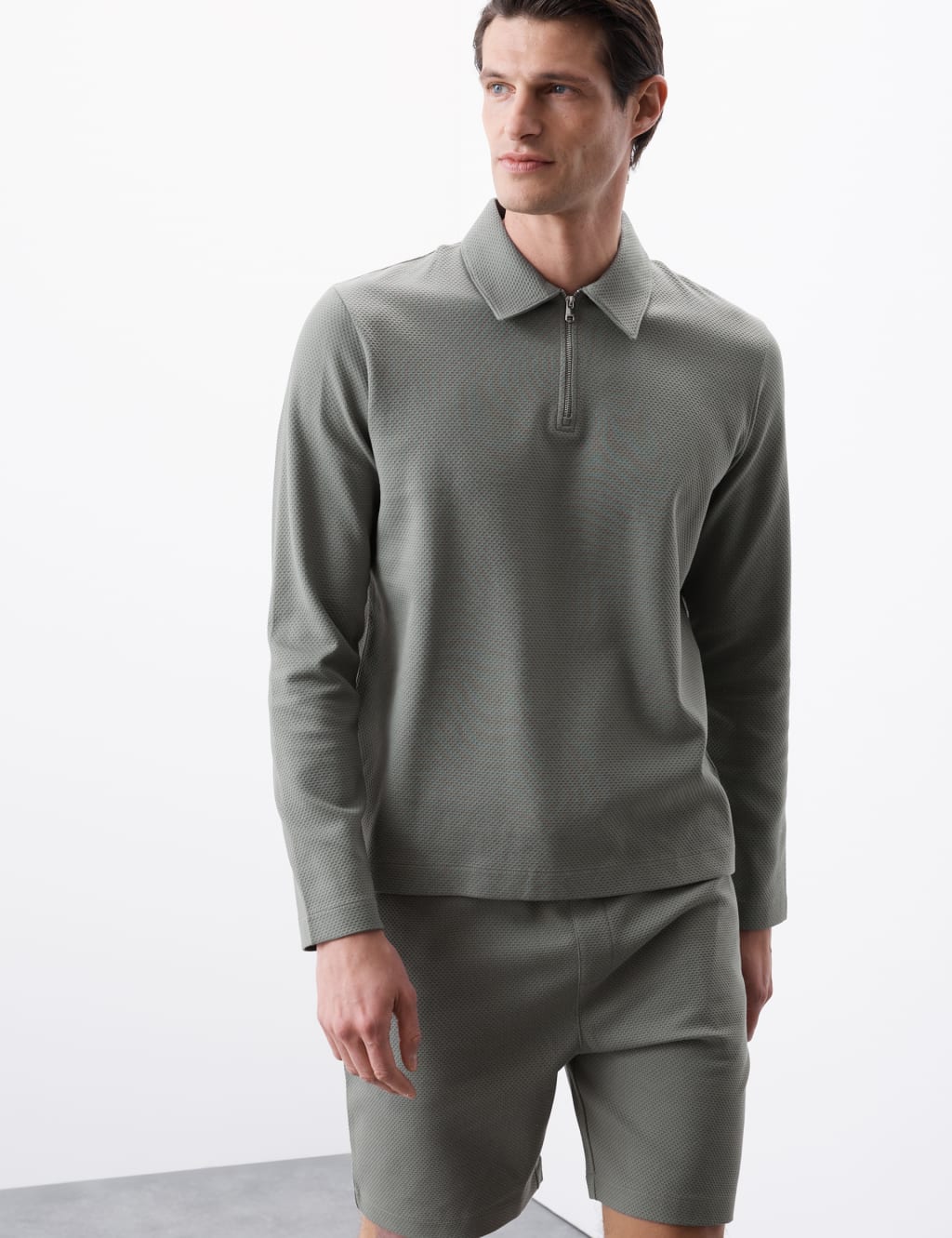 Cotton Rich Waffle Half Zip Long Sleeve Top 6 of 6