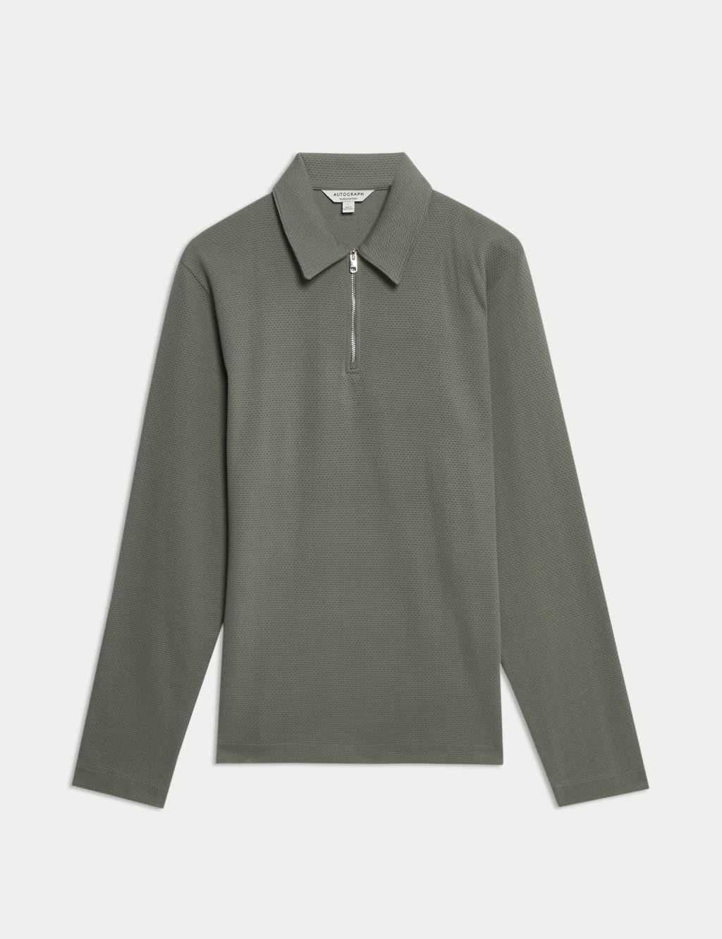 Cotton Rich Waffle Half Zip Long Sleeve Top 2 of 6