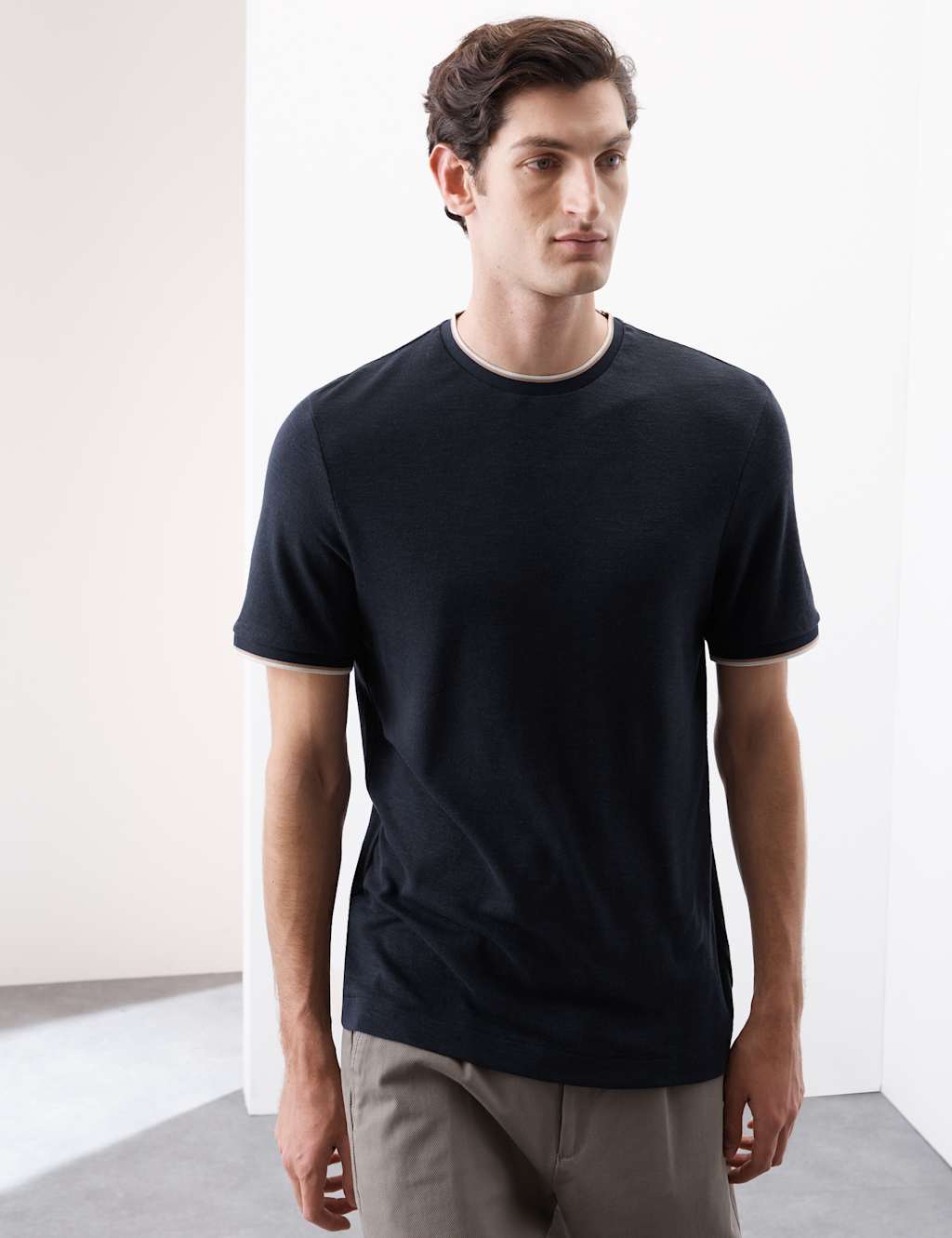Linen Blend Crew Neck T-Shirt 6 of 6