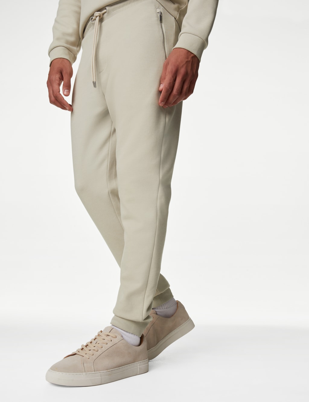 Mens cuffed joggers with zip pockets deals