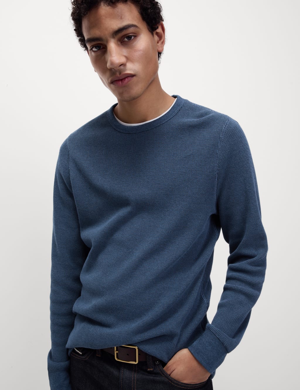 Pure Cotton 2-Tone Waffle Sweatshirt 4 of 5