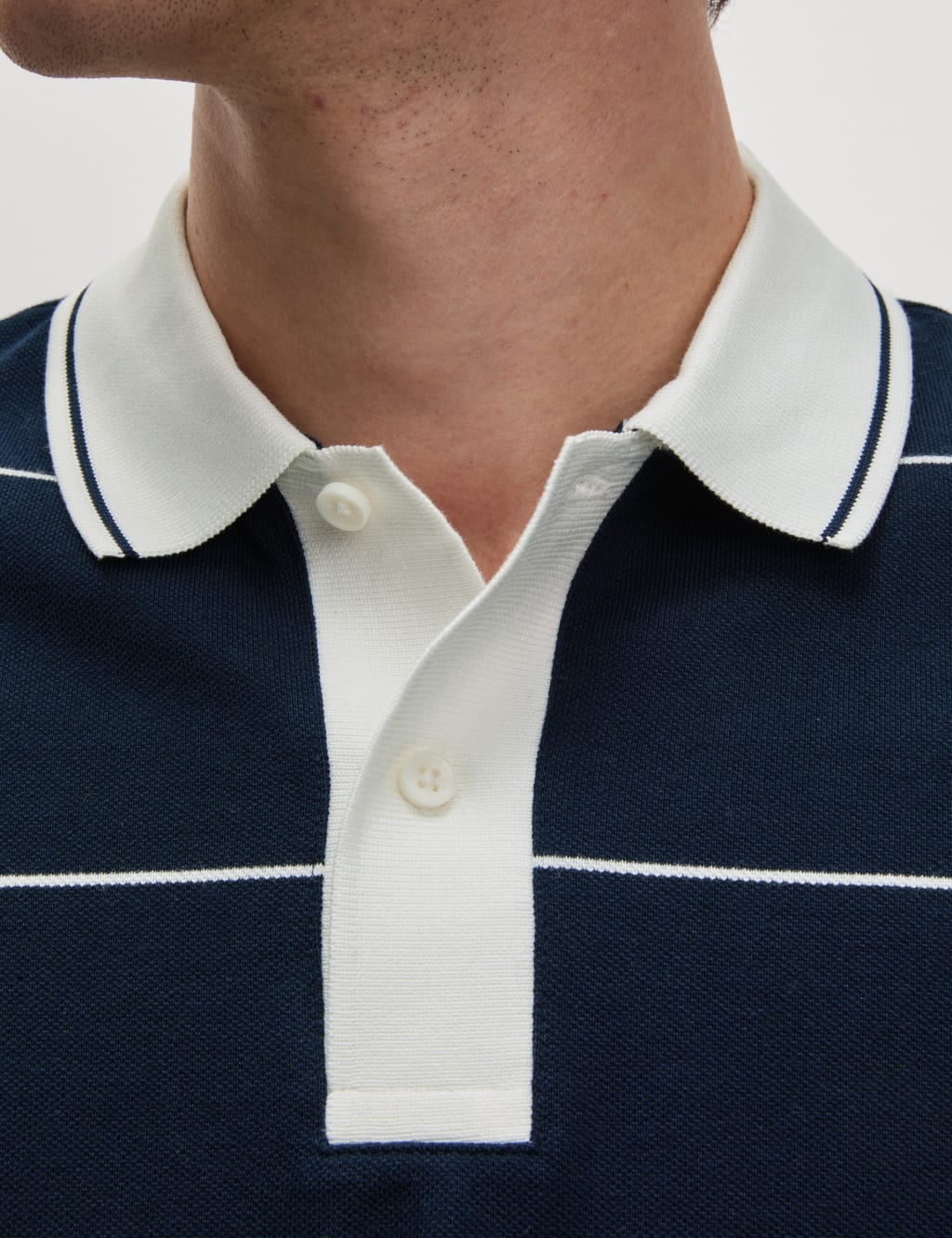 Pure Cotton Pique Striped Polo Shirt 3 of 5