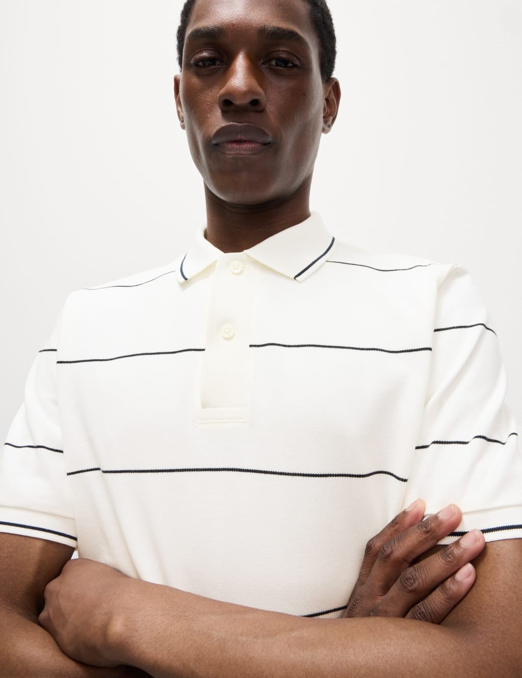Pure Cotton Pique Striped Polo Shirt 3 of 5
