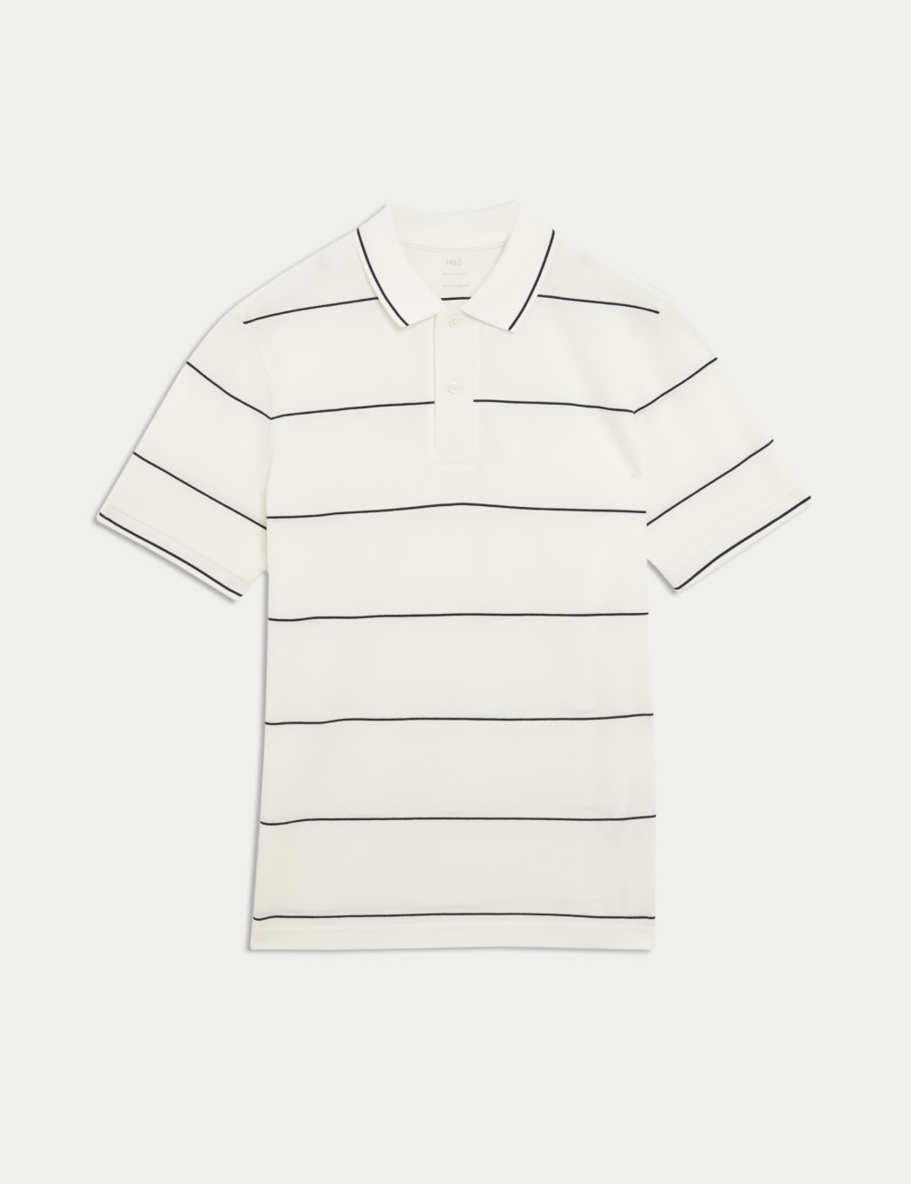 Pure Cotton Pique Striped Polo Shirt 2 of 5