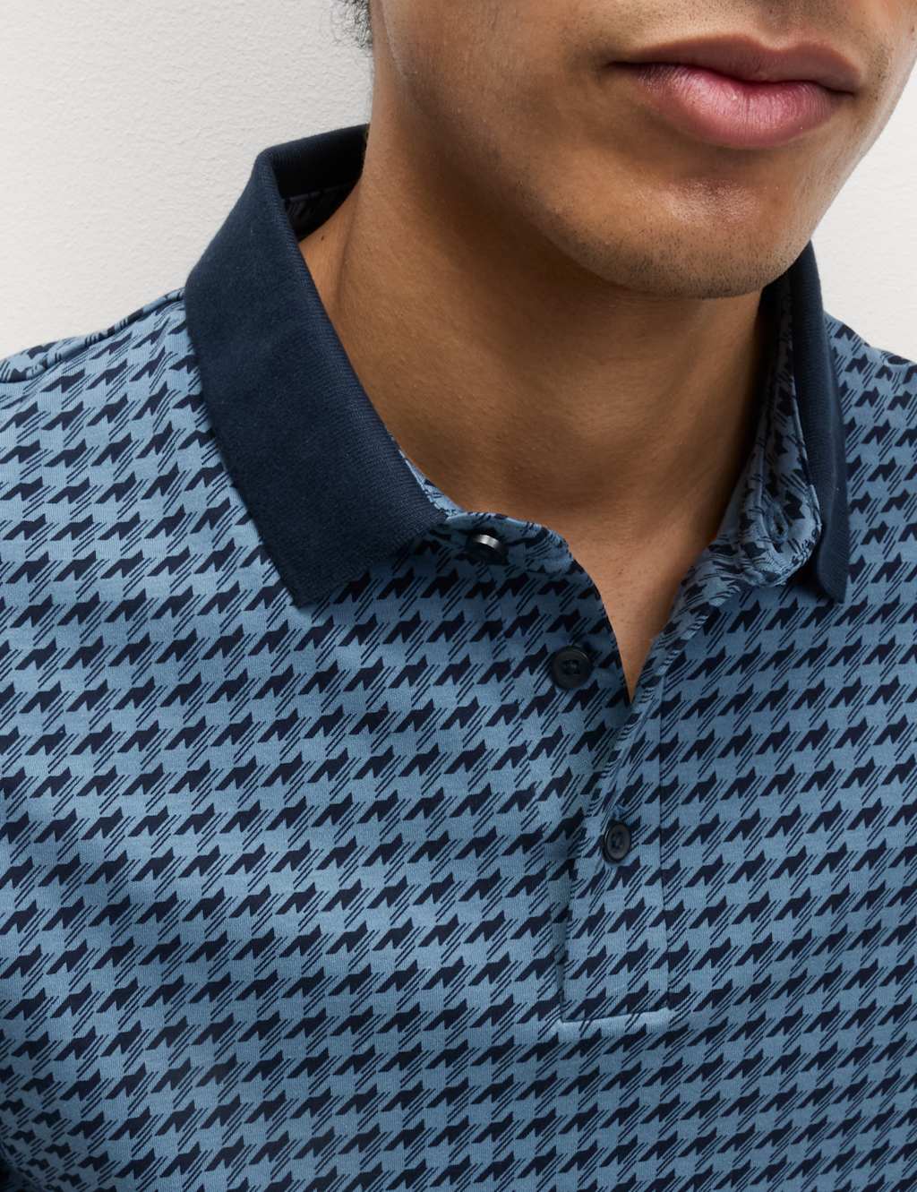 Pure Cotton Houndstooth Print Polo Shirt 4 of 6