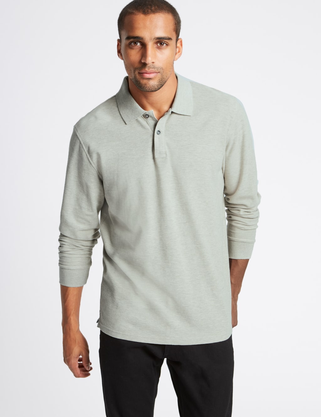 Pure Cotton Long Sleeve Polo Shirt M S Collection M S