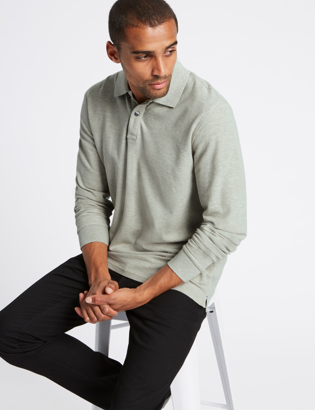 Pure Cotton Long Sleeve Polo Shirt 3 of 4