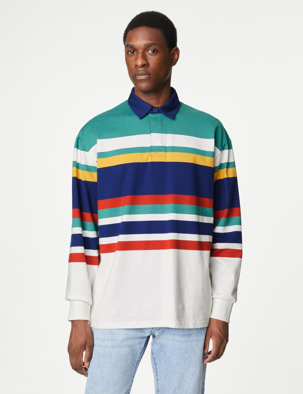 Pure Cotton Colour Block Rugby Shirt | M&S Collection | M&S IE
