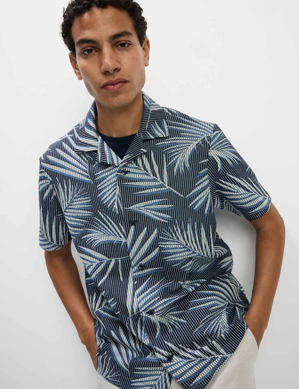 Jacquard Palm Leaf Print Polo Shirt 6 of 6