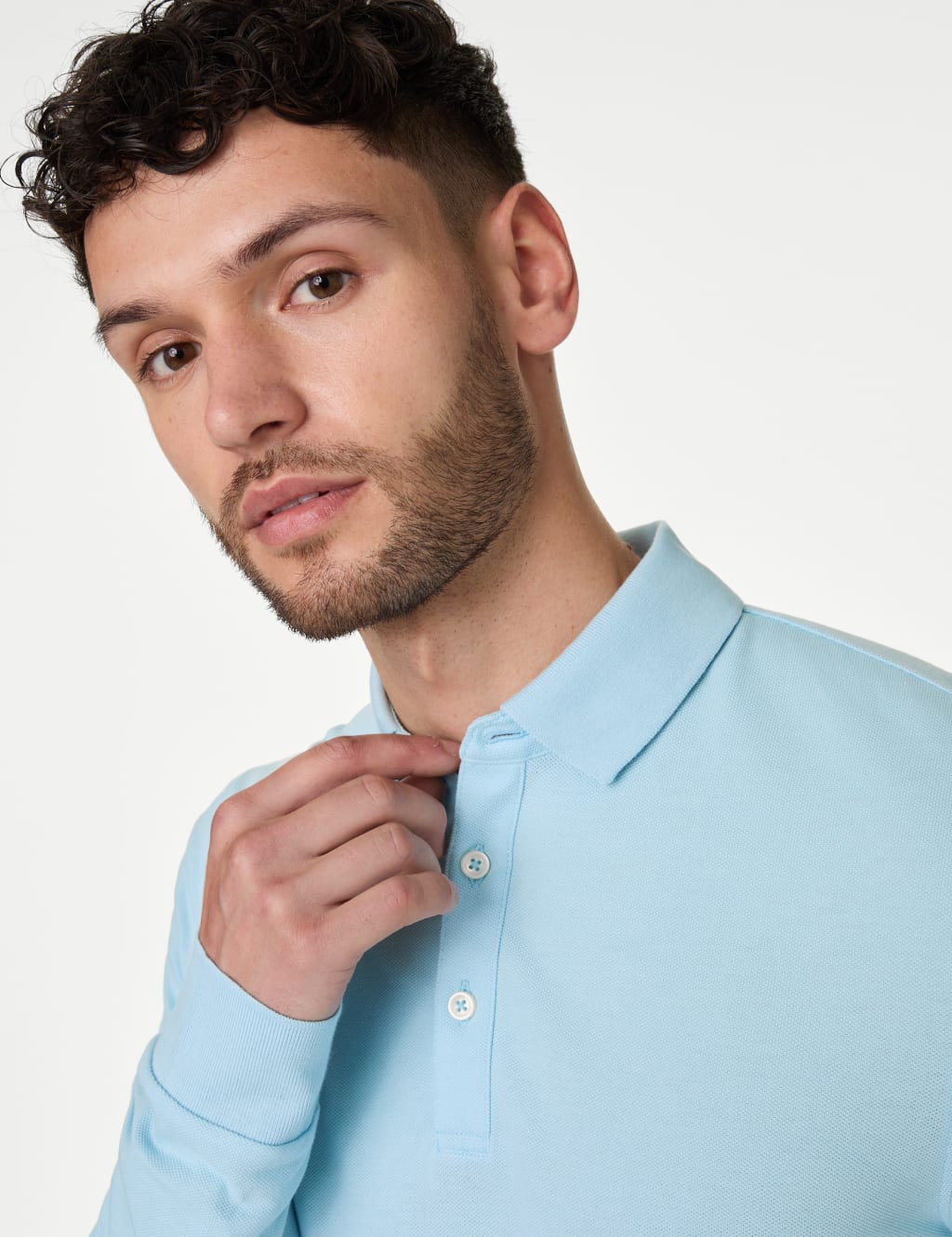 2pk Pure Cotton Long Sleeve Polo Shirts 3 of 5