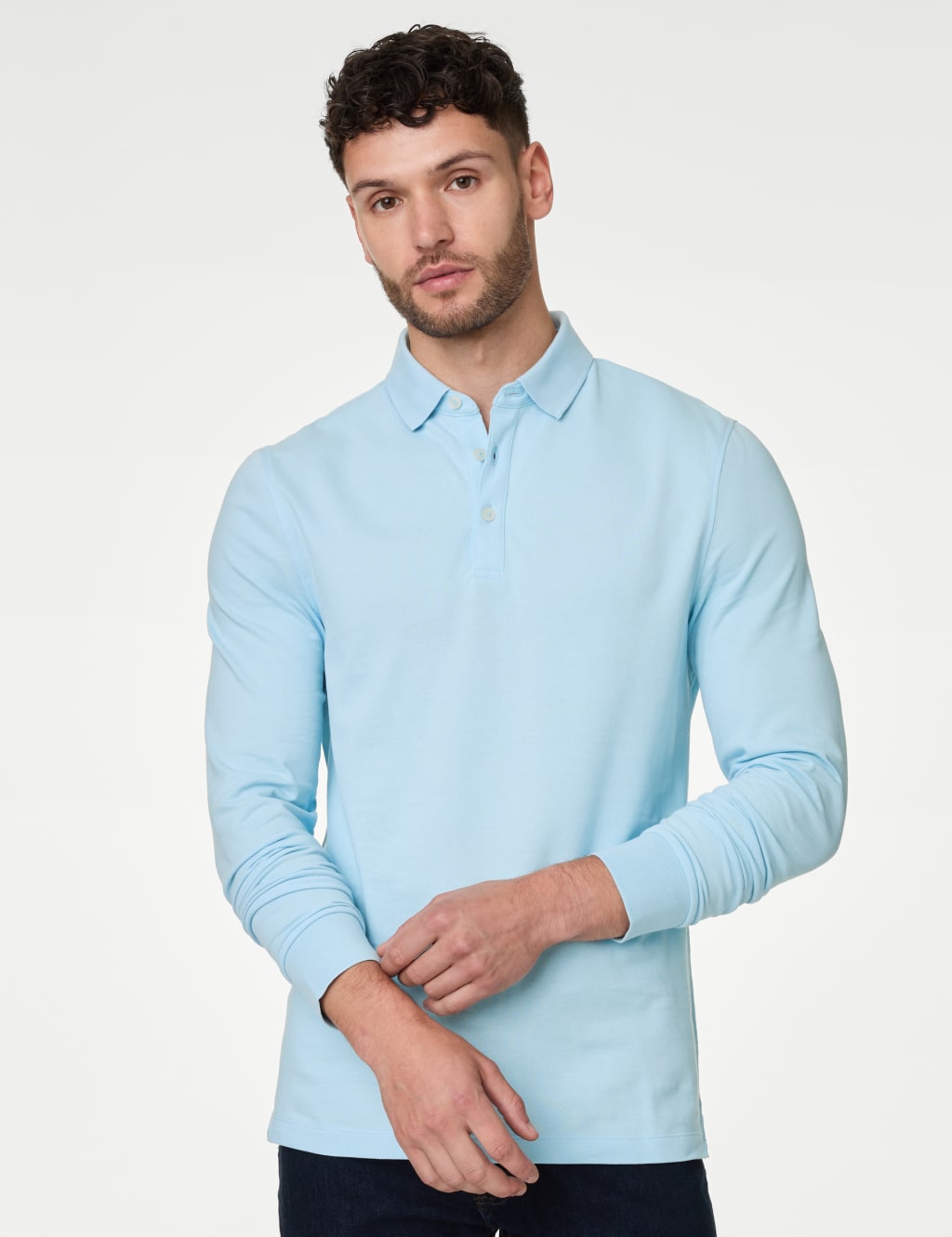 2pk Pure Cotton Long Sleeve Polo Shirts 2 of 5