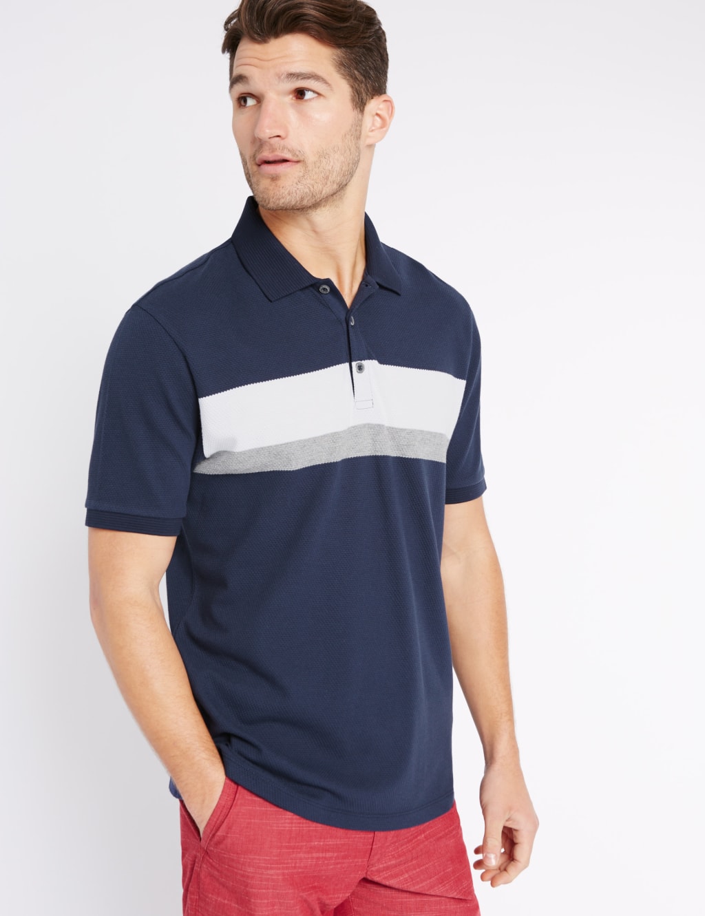 Pure Cotton Striped Polo Shirt 1 of 4