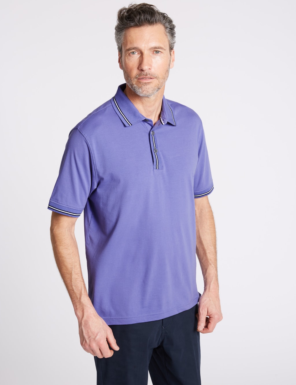 Cotton Rich Striped Polo Shirt 1 of 5