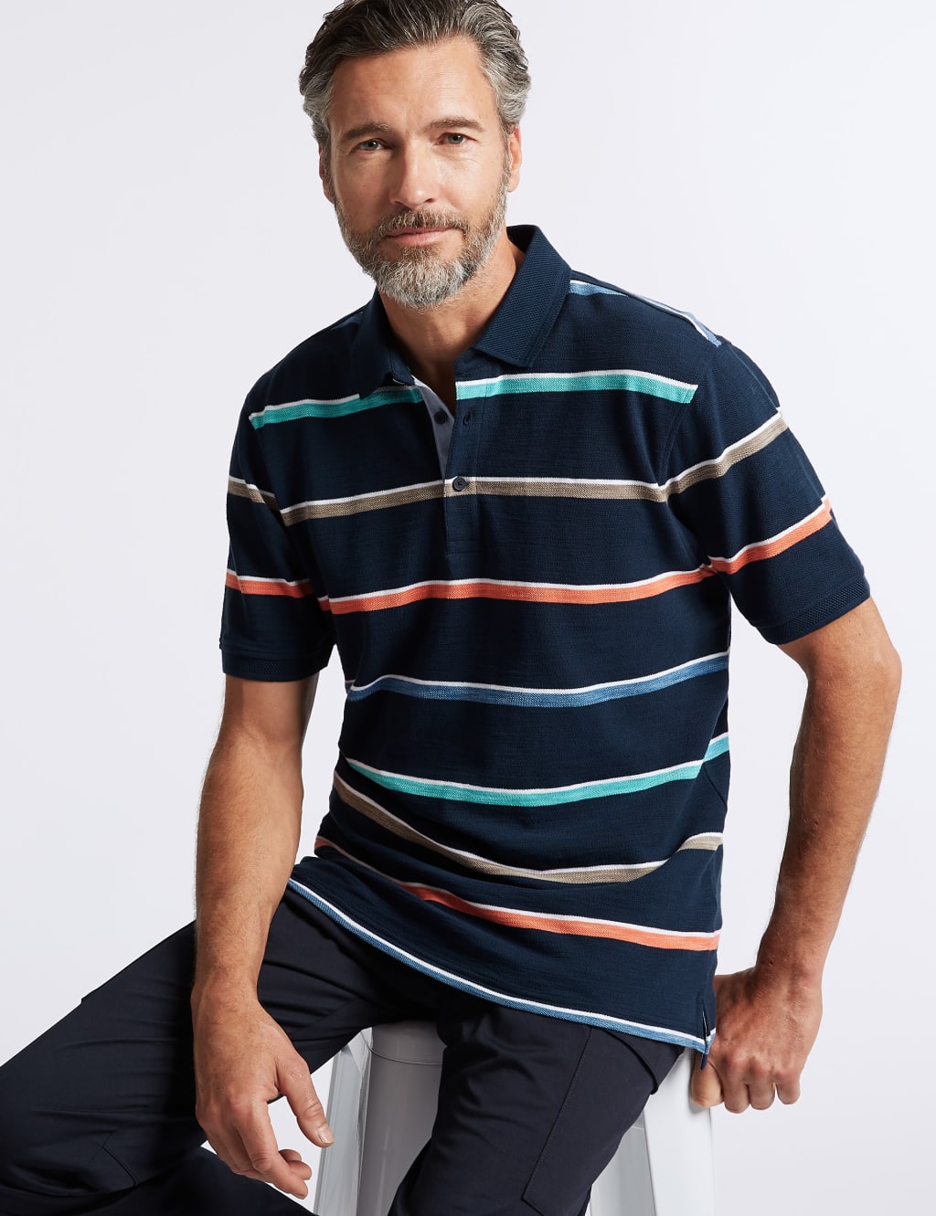 Pure Cotton Striped Polo Shirt 3 of 4