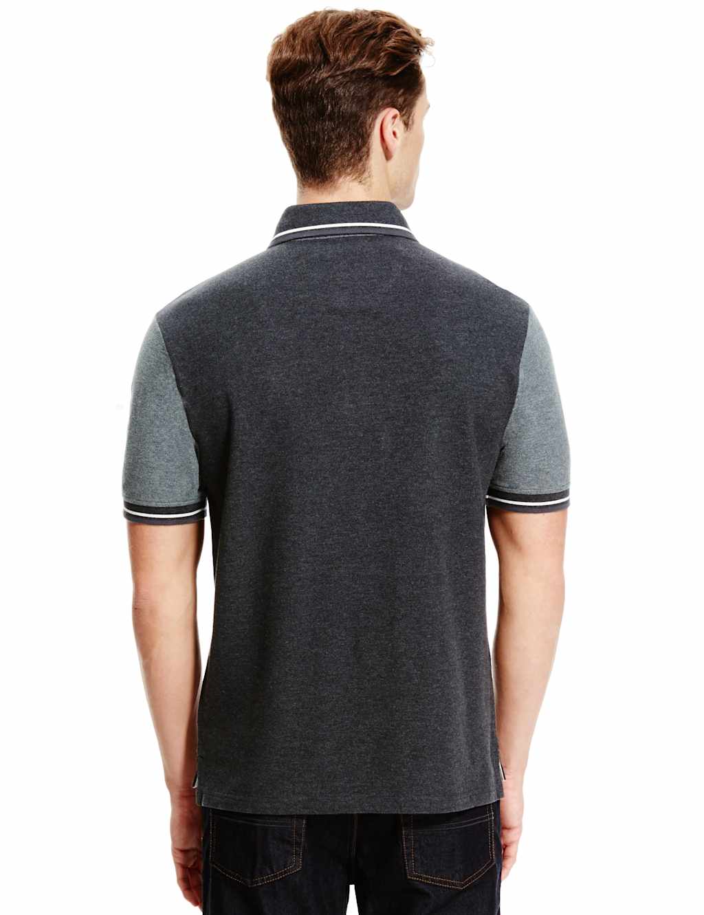 Pure Cotton Colour Block Marl Polo Shirt 3 of 3