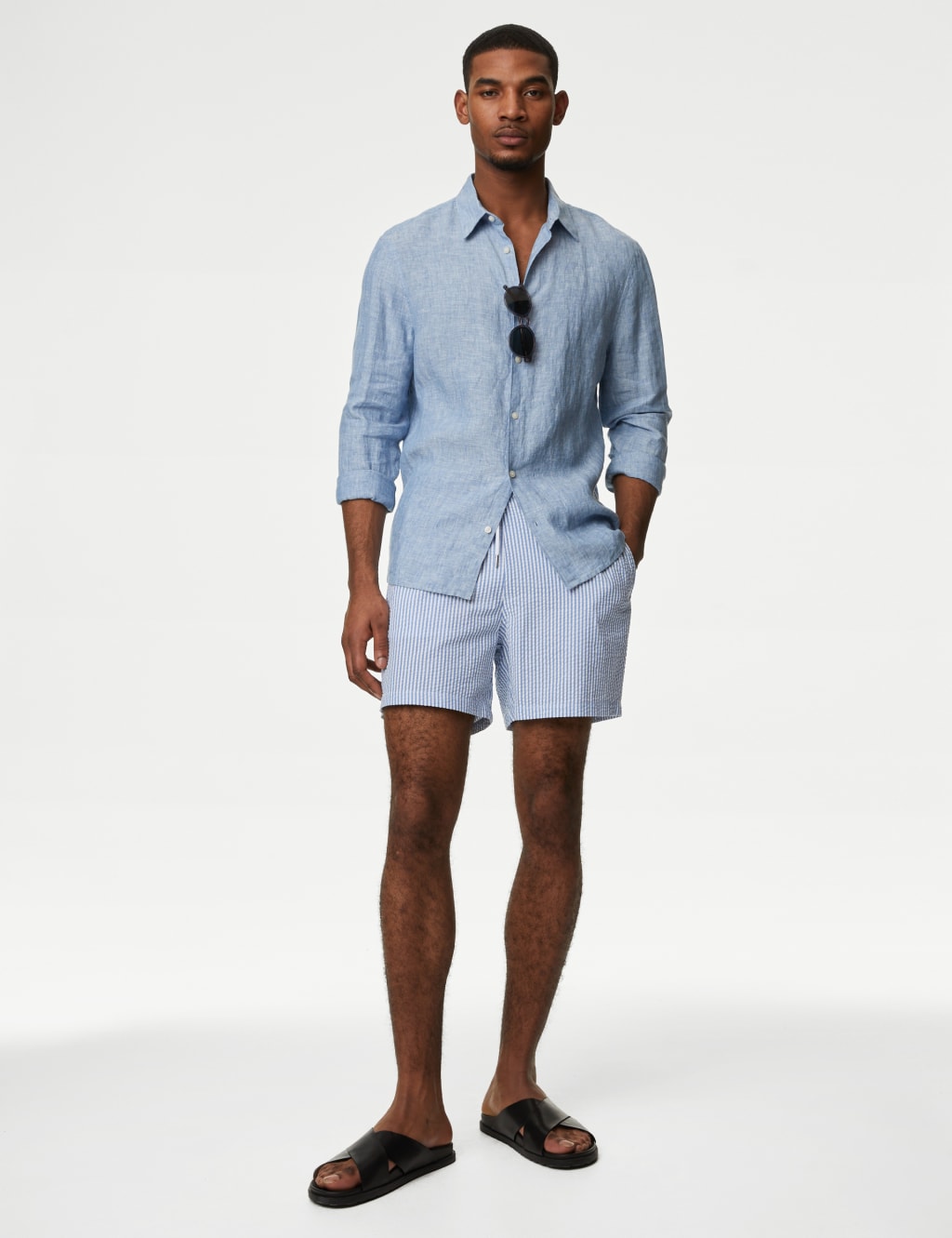 Quick Dry Seersucker Swim Shorts M S Collection M S