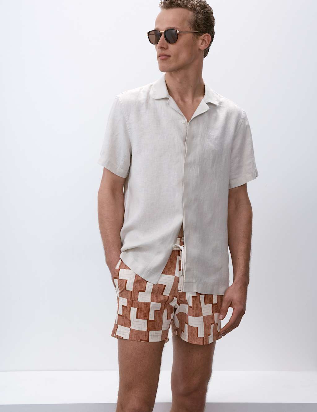 Quick Dry Stretch Geometric Print Swim Shorts 4 of 5