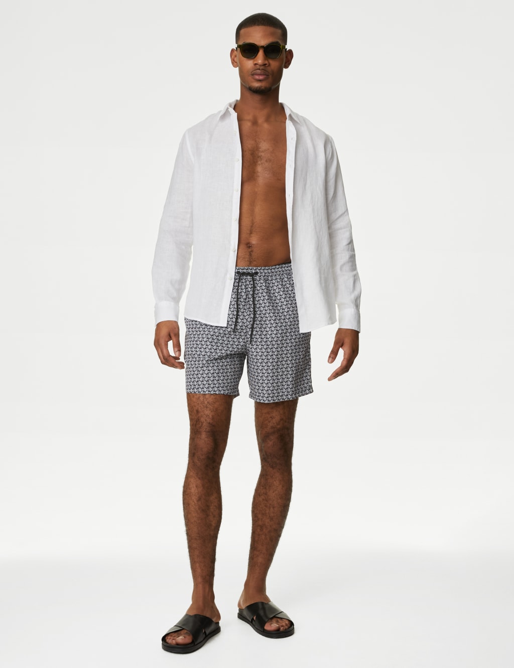 Quick Dry Geometric Print Swim Shorts M S Collection M S