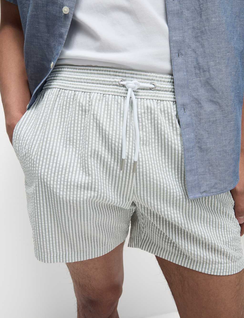 Cotton Rich Seersucker Striped Swim Shorts 3 of 4