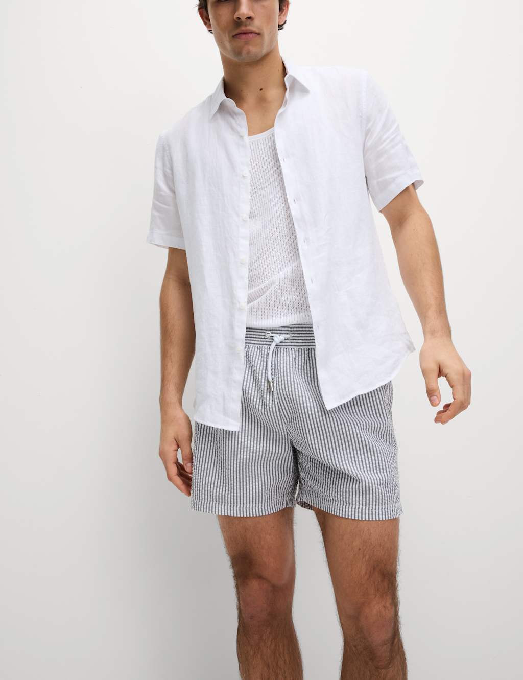 Cotton Rich Seersucker Striped Swim Shorts 3 of 7