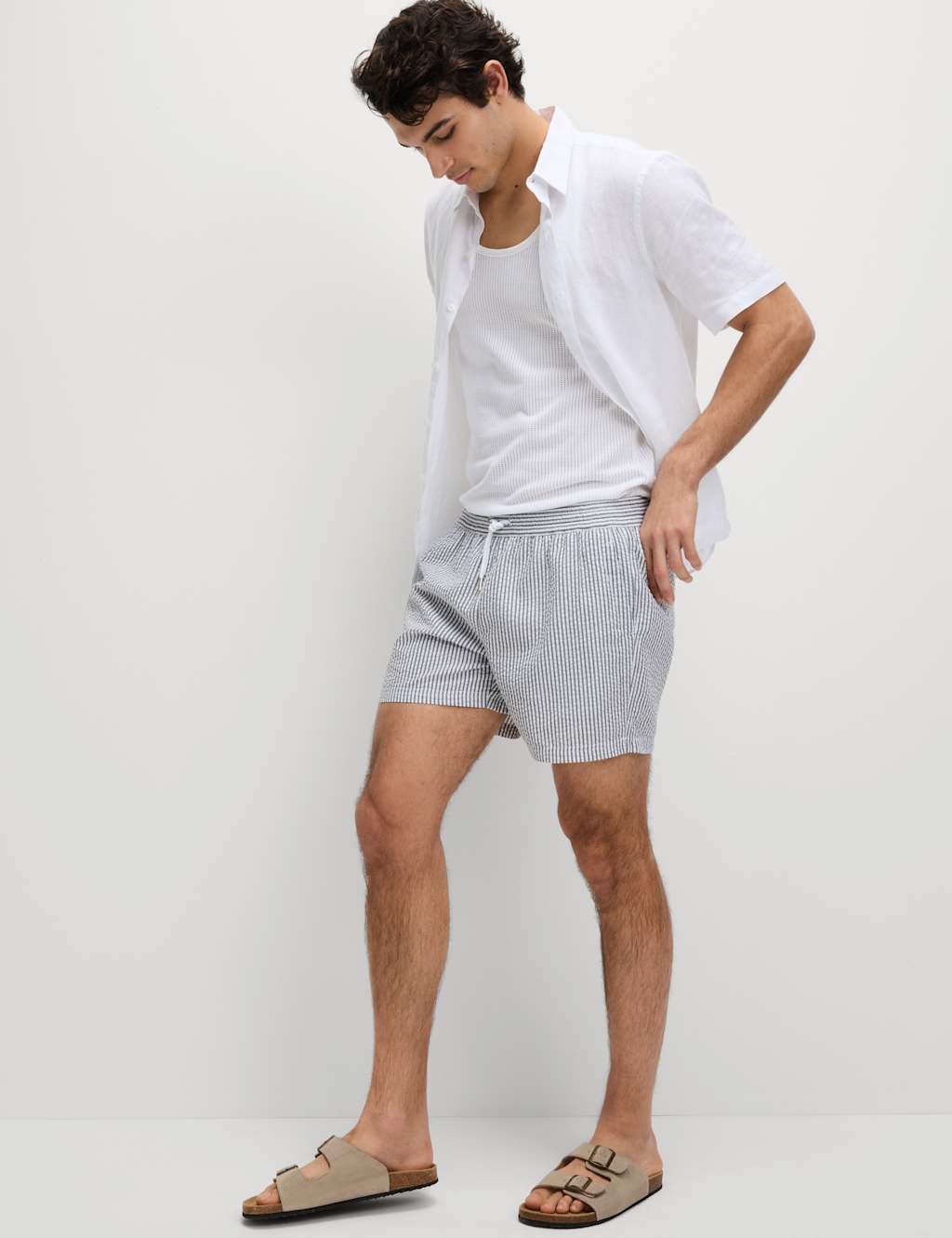Cotton Rich Seersucker Striped Swim Shorts 5 of 7