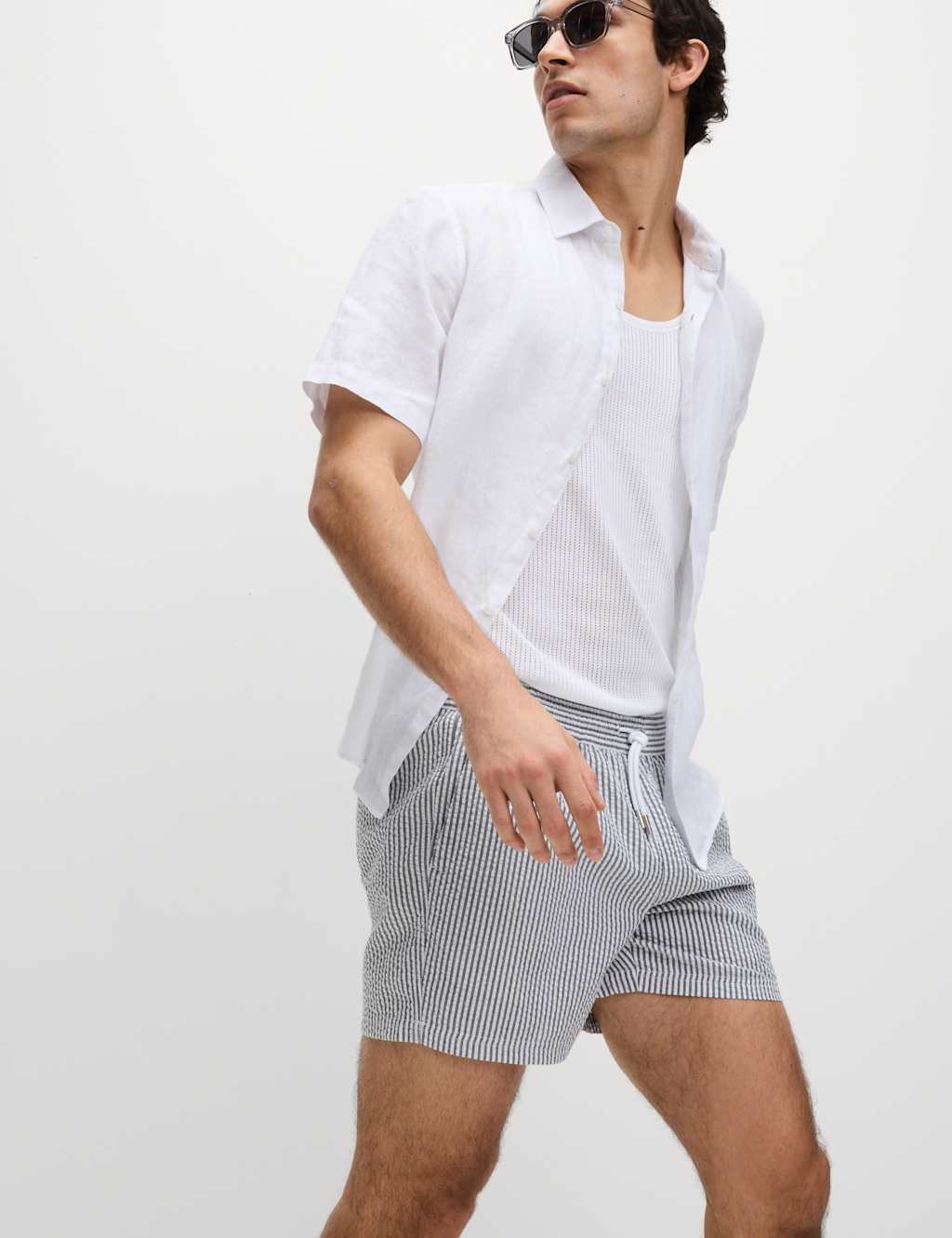 Cotton Rich Seersucker Striped Swim Shorts 6 of 7