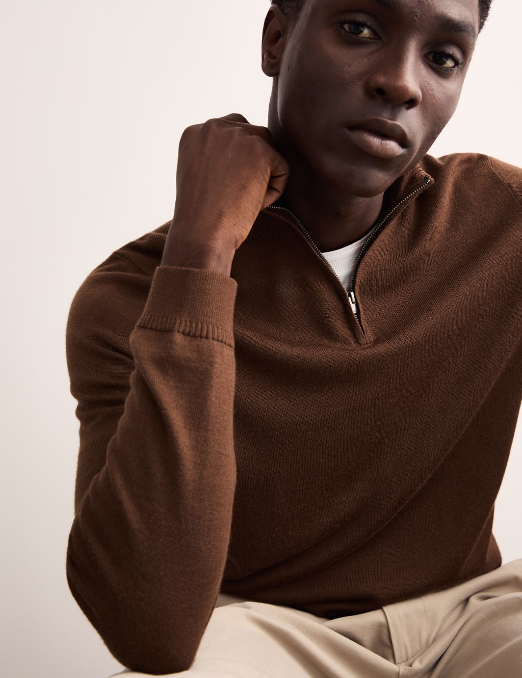 Merino Wool Rich with Silk Zip Up Jumper 4 of 8
