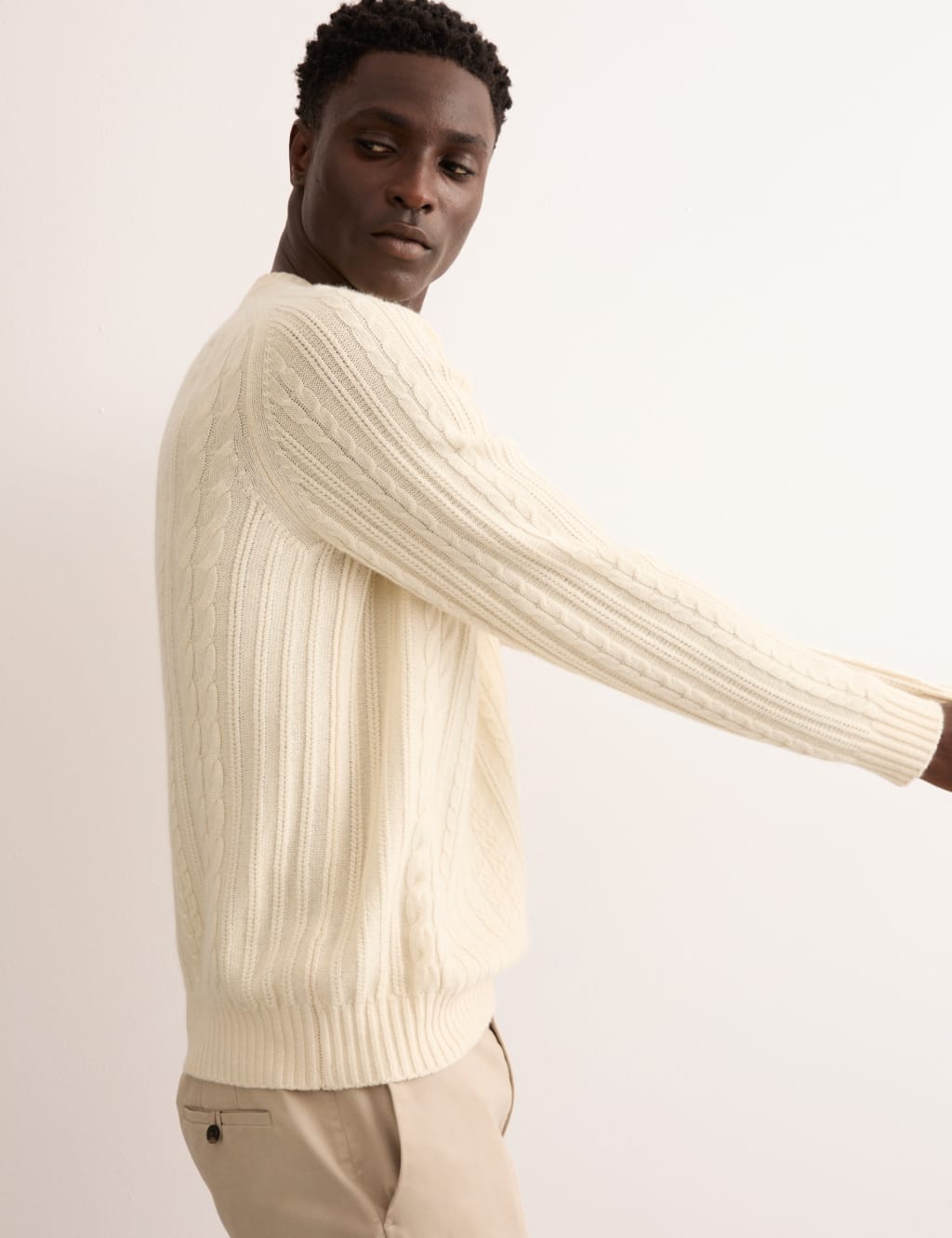 Pure Cashmere Cable Crew Neck Jumper 5 of 8