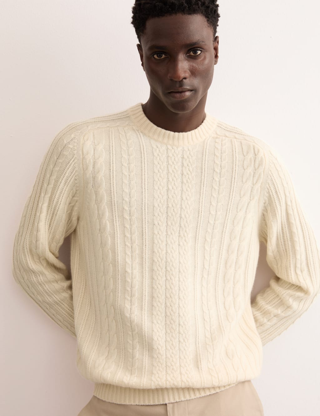 Cable crew neck jumper outlet
