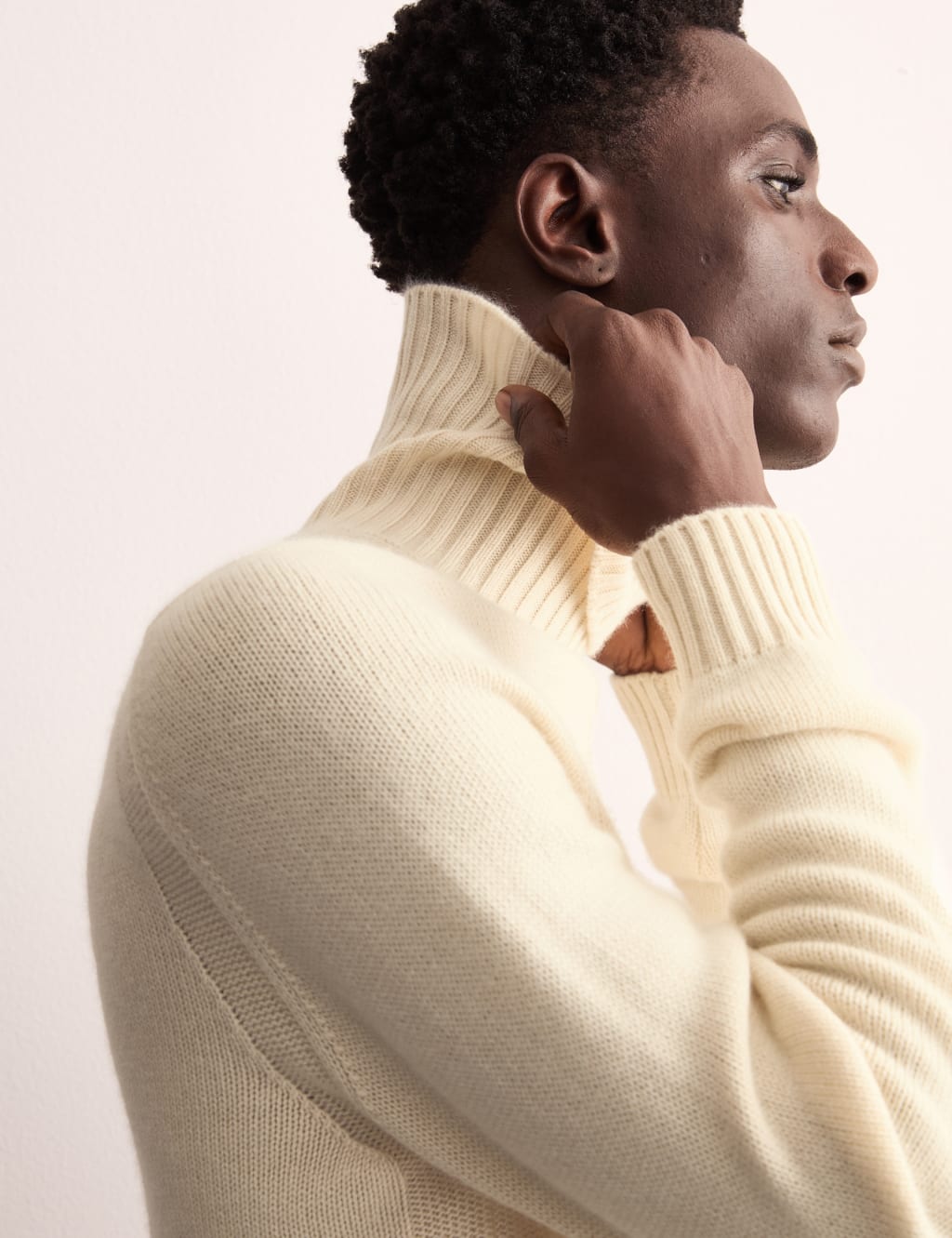 Pure Undyed Cashmere Roll Neck Jumper