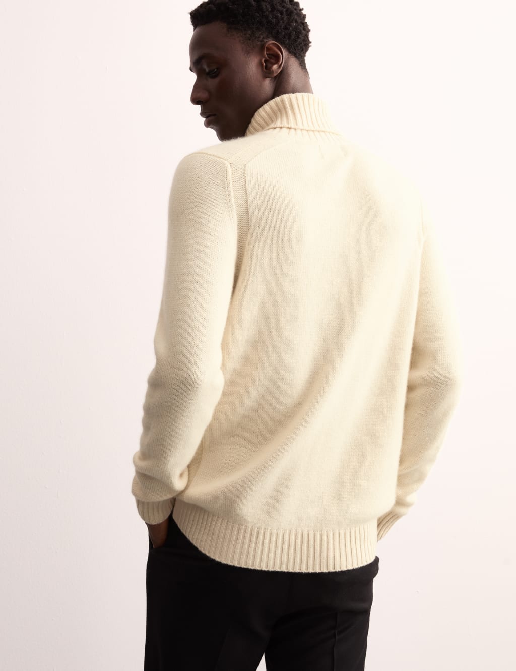 Pure Undyed Cashmere Roll Neck Jumper JAEGER M S