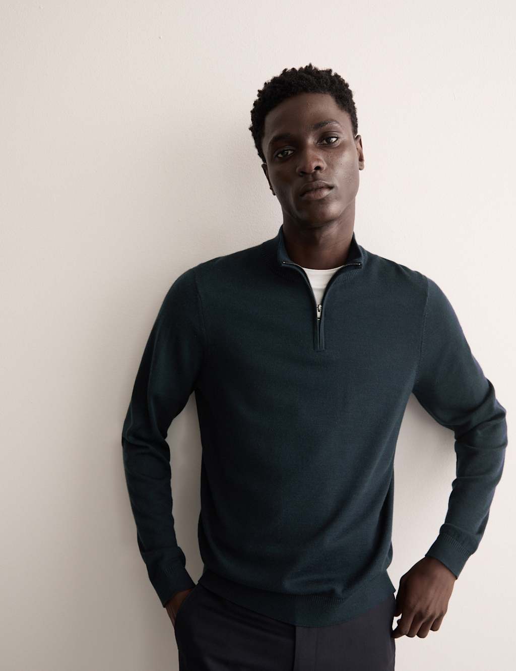Merino Wool Rich with Silk Half Zip Jumper 3 of 8