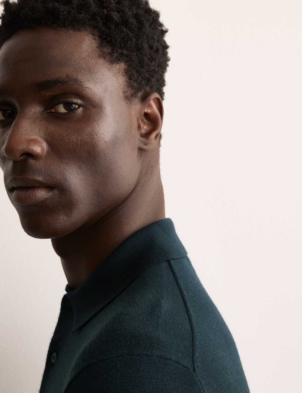 Merino Wool Rich with Silk Knitted Polo Shirt 6 of 8