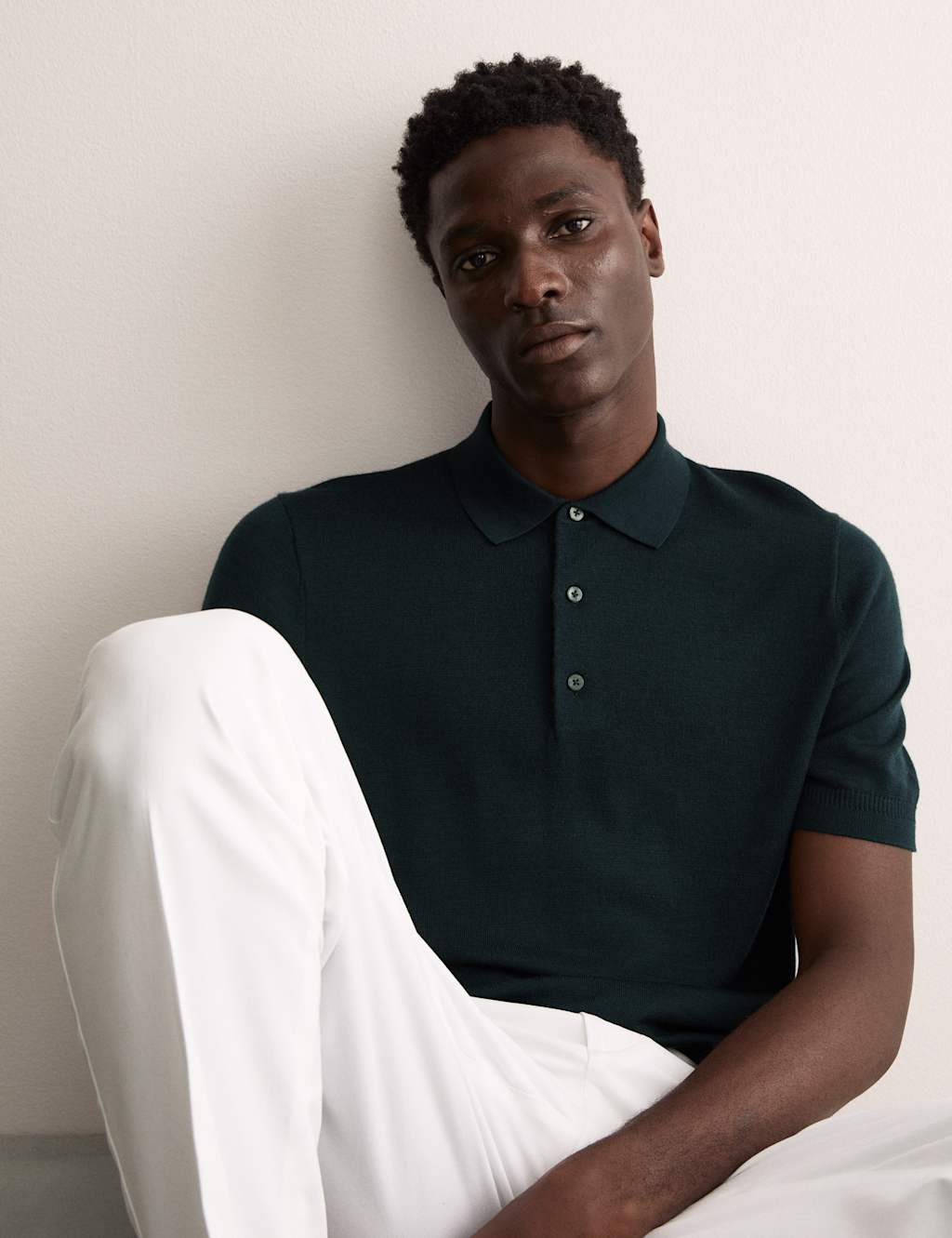 Merino Wool Rich with Silk Knitted Polo Shirt 7 of 8