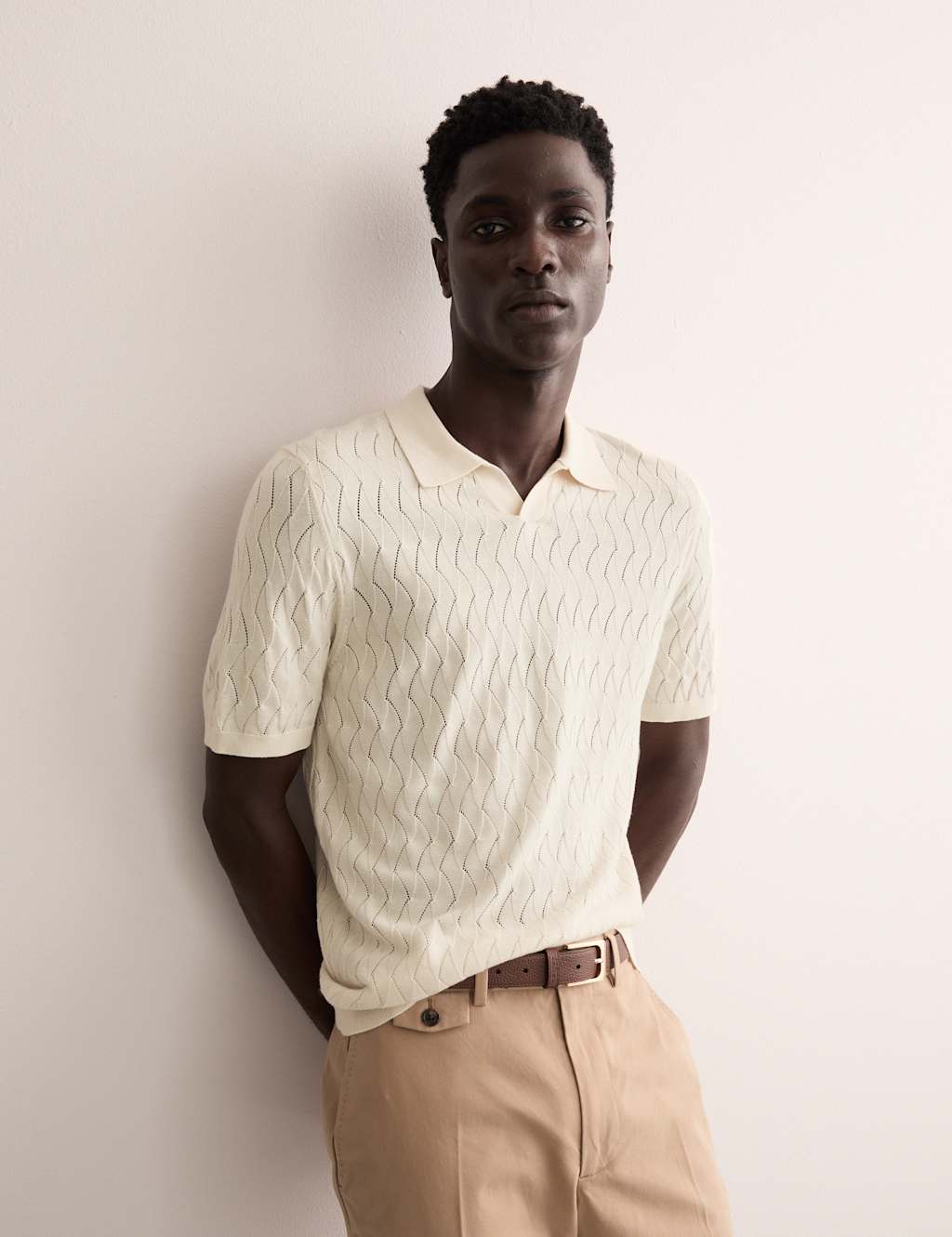 Merino Wool Rich Knitted Polo Shirt with Silk 7 of 8