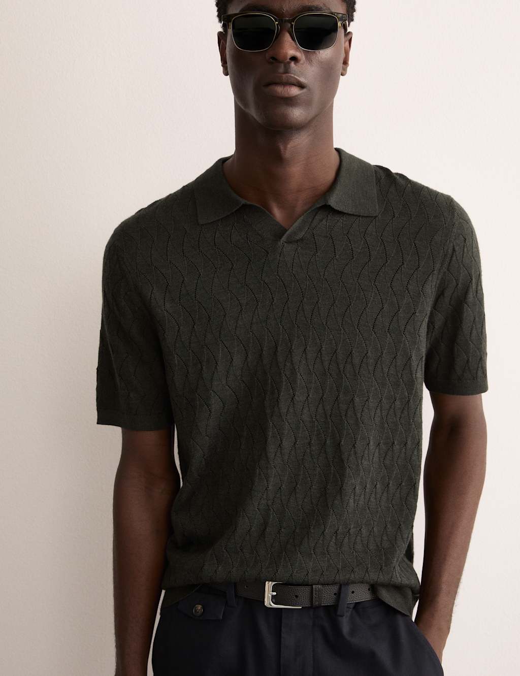 Merino Wool Rich Knitted Polo Shirt with Silk 1 of 7