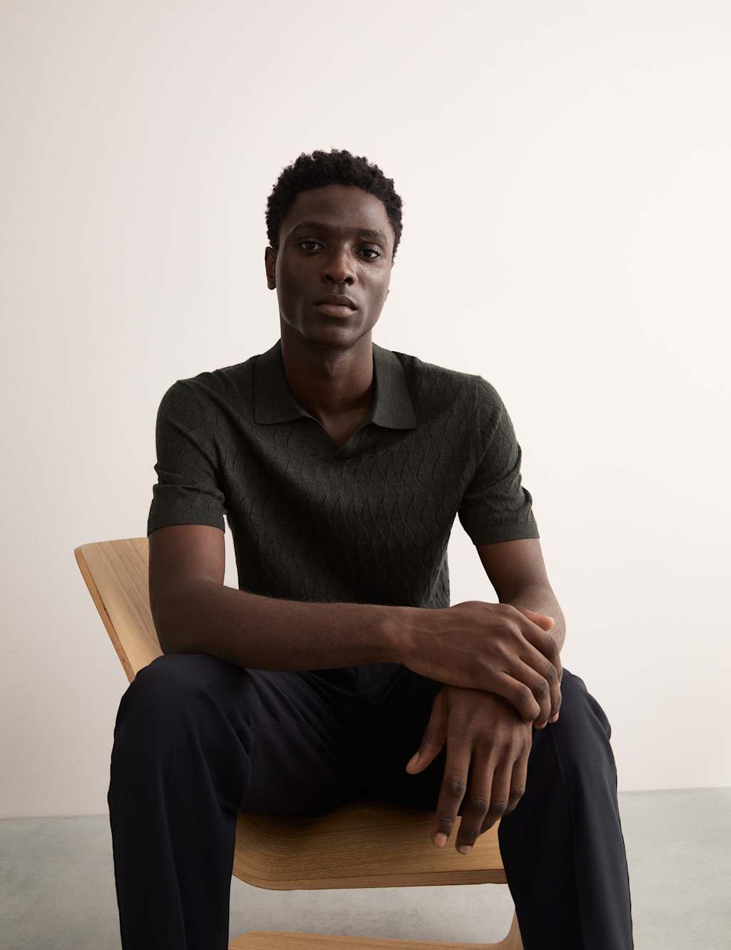Merino Wool Rich Knitted Polo Shirt with Silk 3 of 7