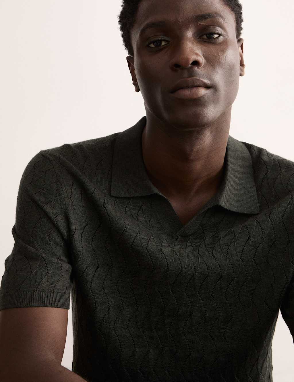 Merino Wool Rich Knitted Polo Shirt with Silk 6 of 7
