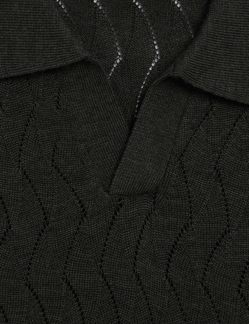 Merino Wool Rich Knitted Polo Shirt with Silk 7 of 7