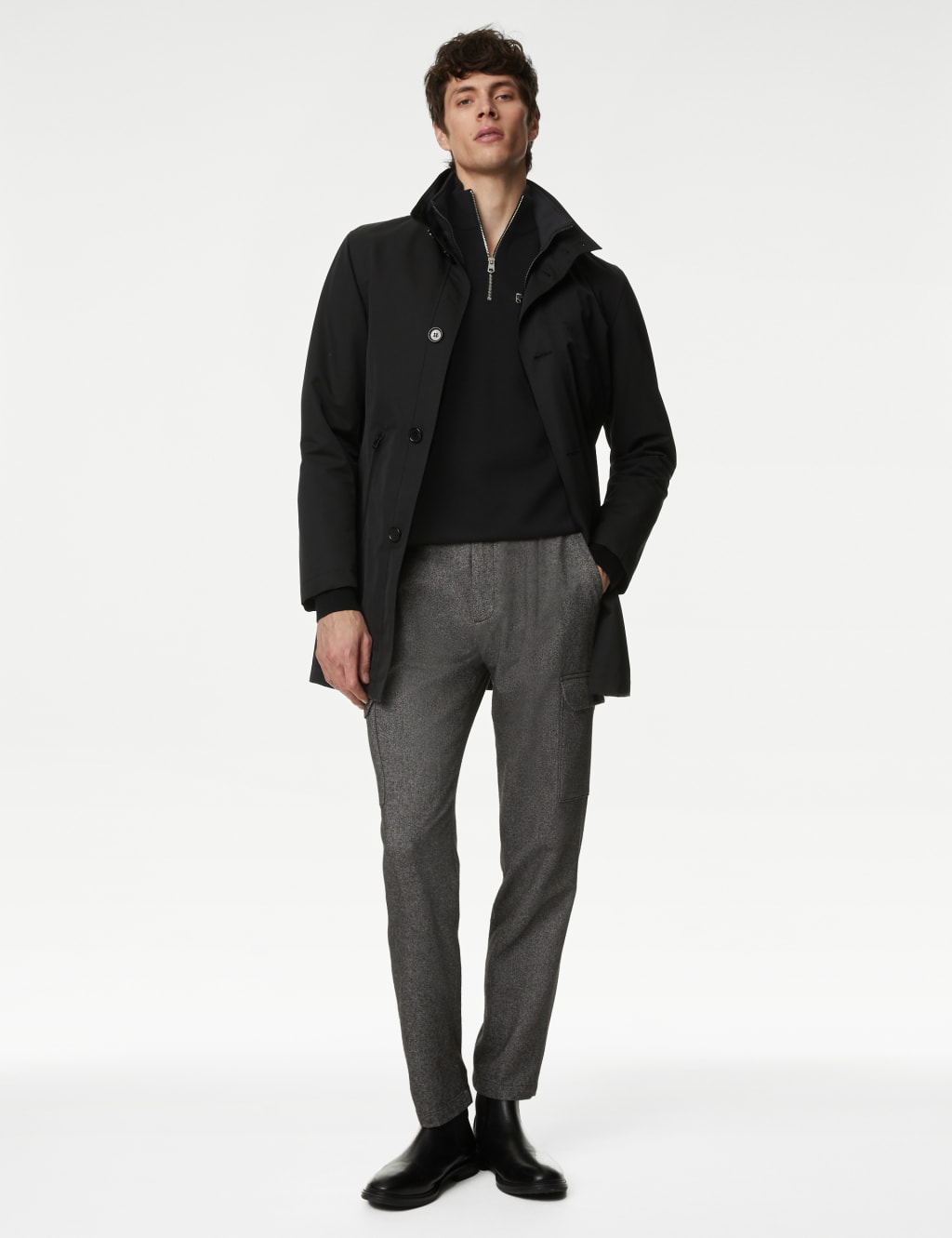 Mens half zip funnel neck jumper online