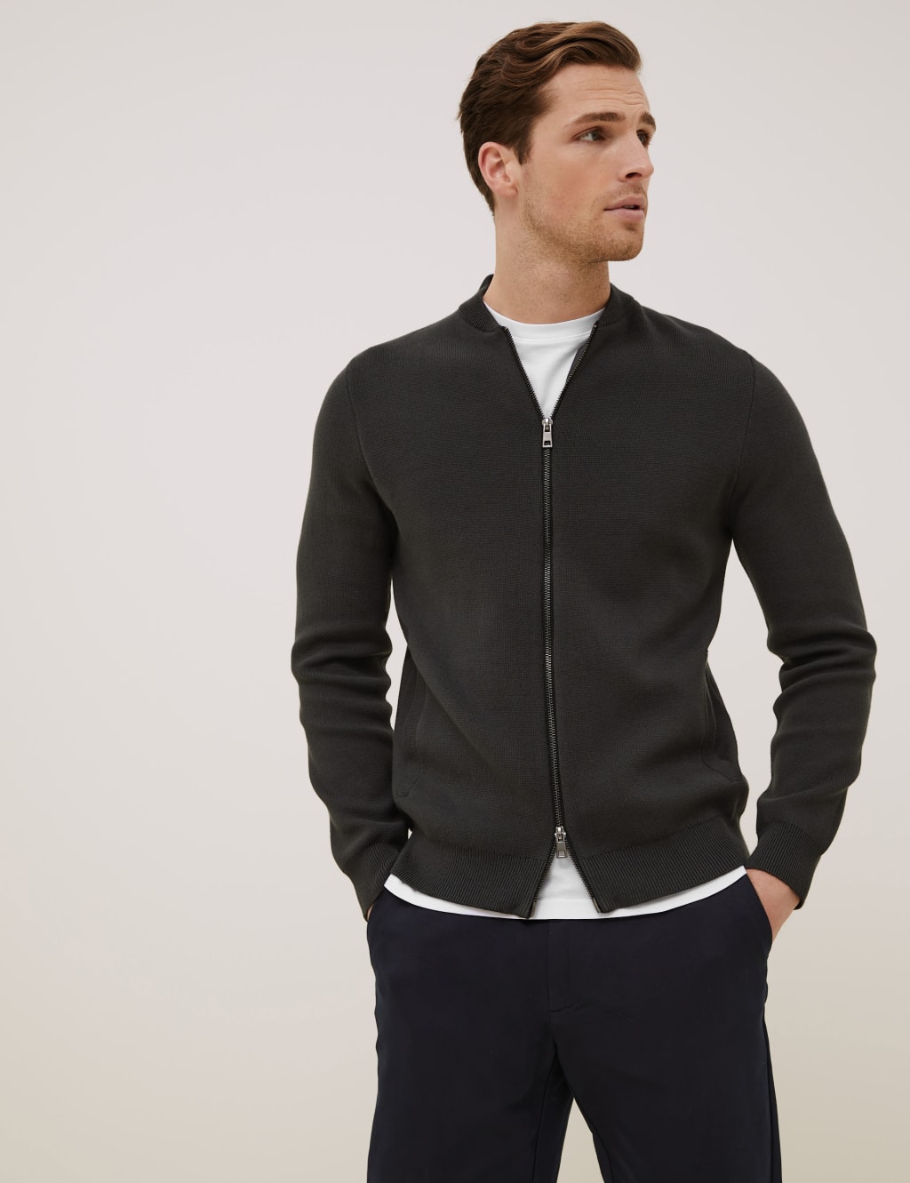 Cotton Knitted Bomber Jacket Autograph M S