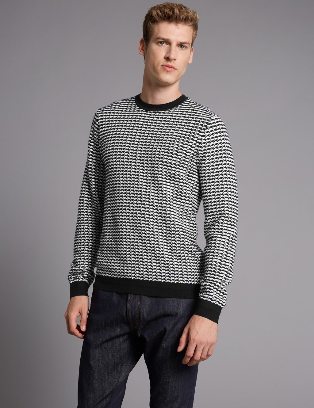 Supima® Cotton Textured Slim Fit Jumper 1 of 5