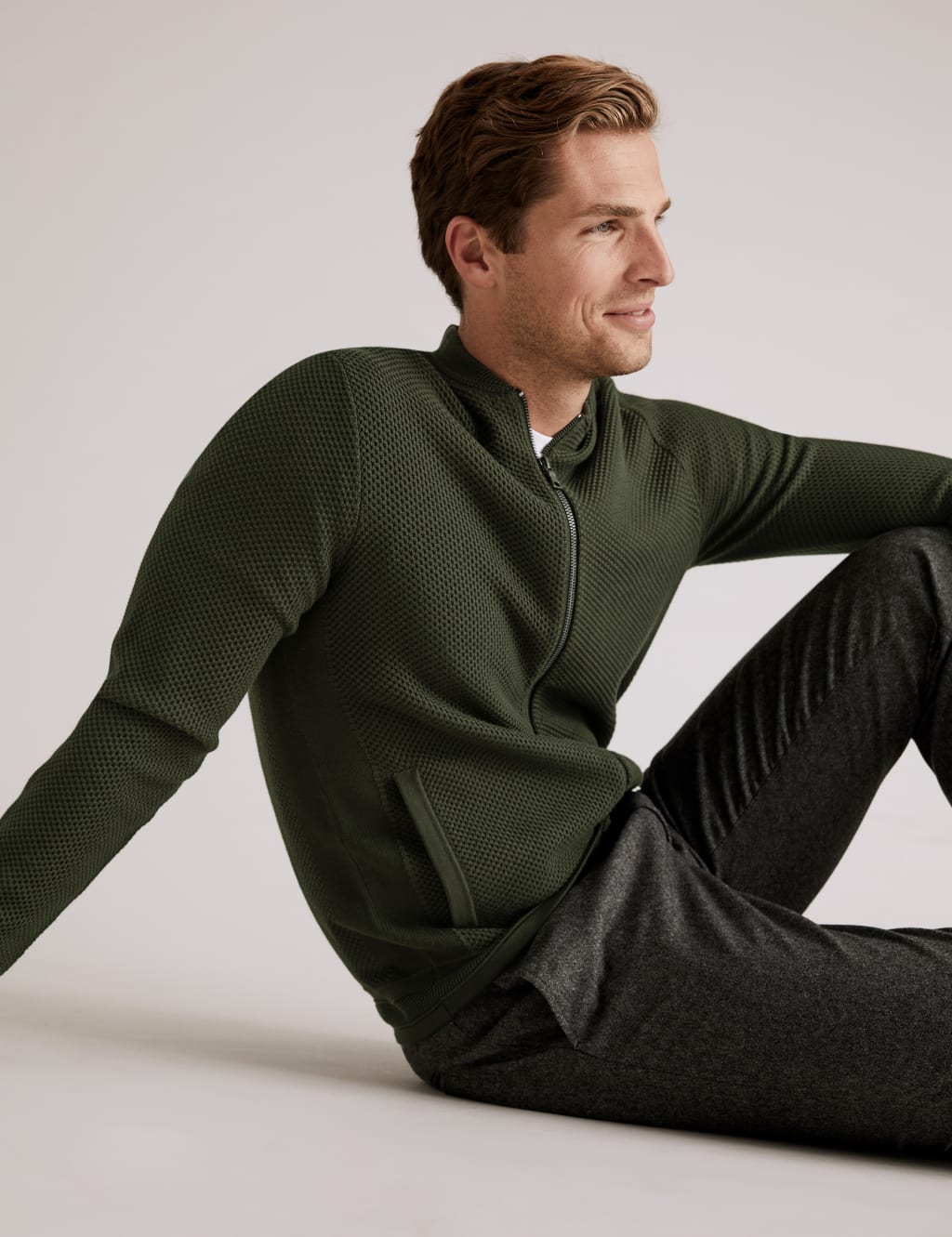 Cotton Modal Textured Knitted Bomber 1 of 4