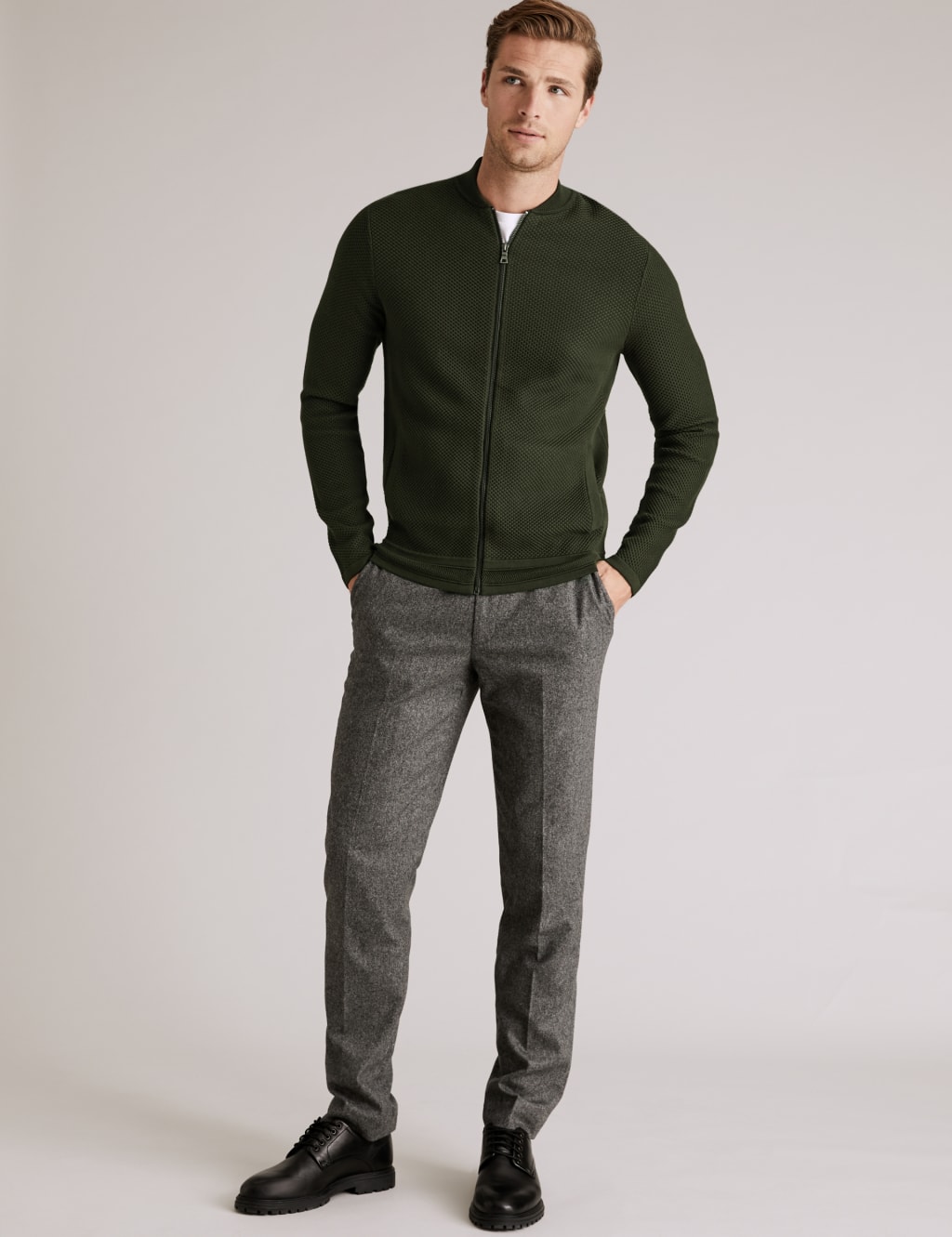 Cotton Modal Textured Knitted Bomber 3 of 4